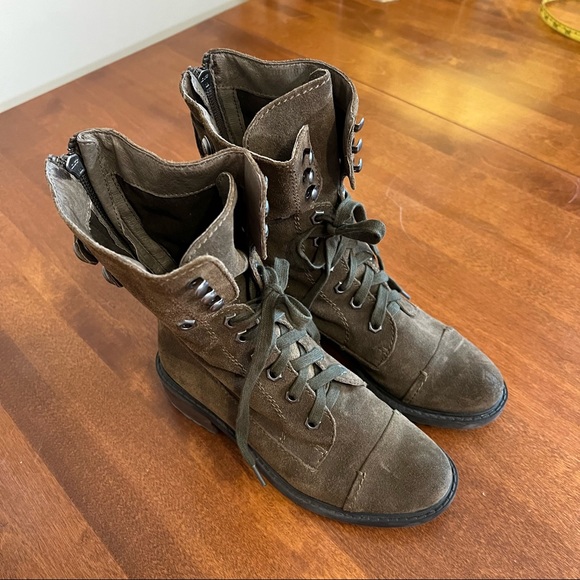 SAM EDELMAN | Olive green suede lace up combat moto style summer back zi… - Picture 6 of 15